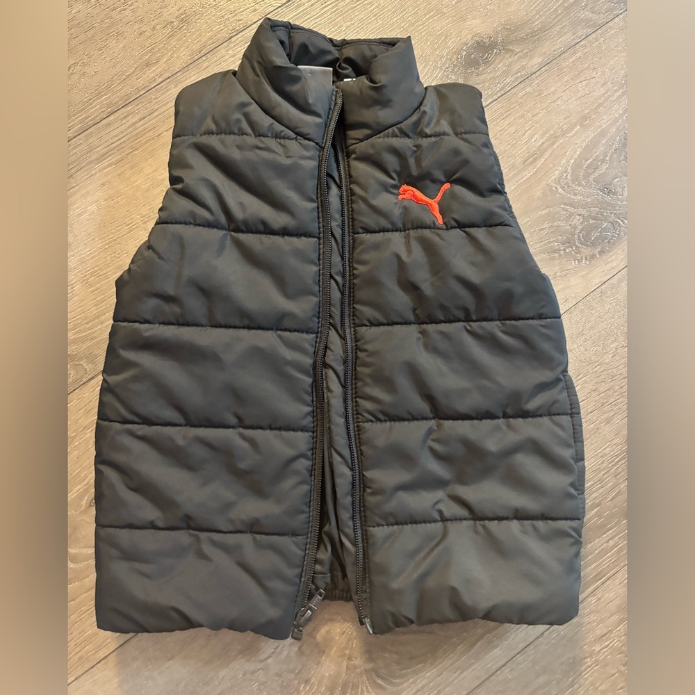 Puma Kids Black and Red Puffer Vest